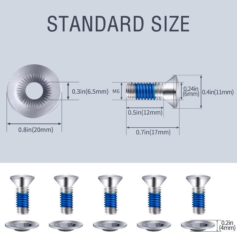 Adnee 64Pcs Snowboard Binding Screw Set - Snowboarding Mounting Screws with Snowboarding Screw Washers - Snowboard Screw Fixed Accessories for Ski Outdoor Sport Parts Replacement - Image 2